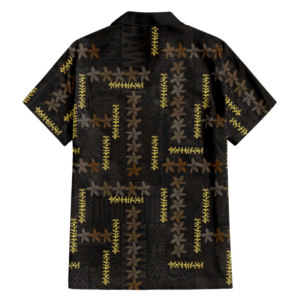 Hawaii Brown Plumeria Lei Black Family Matching Mermaid Dress and Hawaiian Shirt Frangipani Floral Heritage Art