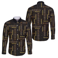 Hawaii Brown Plumeria Lei Black Family Matching Puletasi and Hawaiian Shirt Frangipani Floral Heritage Art LT01 Dad's Shirt - Long Sleeve Black - Polynesian Pride