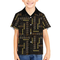 Hawaii Brown Plumeria Lei Black Hawaiian Shirt Frangipani Floral Heritage Art