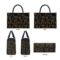 Hawaii Brown Plumeria Lei Black Leather Bag Frangipani Floral Heritage Art