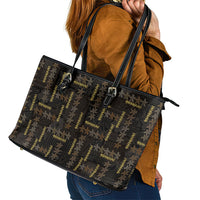 Hawaii Brown Plumeria Lei Black Leather Tote Bag Frangipani Floral Heritage Art
