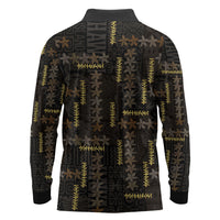 Hawaii Brown Plumeria Lei Black Long Sleeve Polo Shirt Frangipani Floral Heritage Art