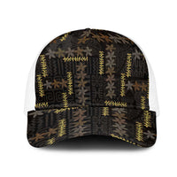 Hawaii Brown Plumeria Lei Black Mesh Trucker Cap Frangipani Floral Heritage Art