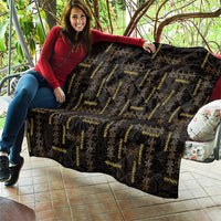Hawaii Brown Plumeria Lei Black Quilt Frangipani Floral Heritage Art