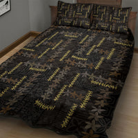 Hawaii Brown Plumeria Lei Black Quilt Bed Set Frangipani Floral Heritage Art