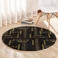 Hawaii Brown Plumeria Lei Black Round Carpet Frangipani Floral Heritage Art