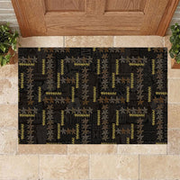 Hawaii Brown Plumeria Lei Black Rubber Doormat Frangipani Floral Heritage Art LT01 Black - Polynesian Pride