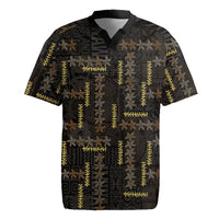 Hawaii Brown Plumeria Lei Black Rugby Jersey Frangipani Floral Heritage Art LT01 Black - Polynesian Pride