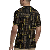 Hawaii Brown Plumeria Lei Black Rugby Jersey Frangipani Floral Heritage Art LT01 - Polynesian Pride