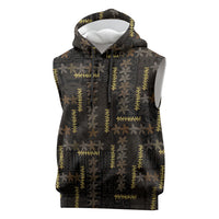 Hawaii Brown Plumeria Lei Black Sleeveless Hoodie Frangipani Floral Heritage Art