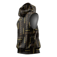 Hawaii Brown Plumeria Lei Black Sleeveless Hoodie Frangipani Floral Heritage Art
