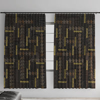Hawaii Brown Plumeria Lei Black Window Curtain Frangipani Floral Heritage Art LT01 With Hooks Black - Polynesian Pride