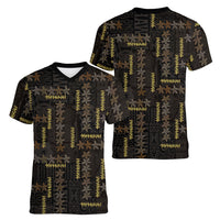 Hawaii Brown Plumeria Lei Black Women V-Neck T-Shirt Frangipani Floral Heritage Art