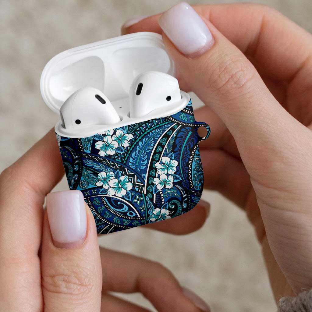 Polynesian Hibiscus Tropical Blue Floral AirPods Case Tribal Pattern LT01 - Polynesian Pride
