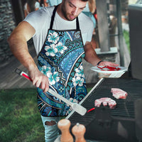 Polynesian Hibiscus Tropical Blue Floral Apron Tribal Pattern - Polynesian Pride