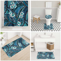 Polynesian Hibiscus Tropical Blue Floral Bathroom Set Tribal Pattern - Polynesian Pride
