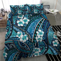 Polynesian Hibiscus Tropical Blue Floral Bedding Set Tribal Pattern - Polynesian Pride
