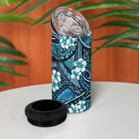 Polynesian Hibiscus Tropical Blue Floral 4 in 1 Can Cooler Tumbler Tribal Pattern LT01 - Polynesian Pride