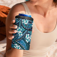 Polynesian Hibiscus Tropical Blue Floral 4 in 1 Can Cooler Tumbler Tribal Pattern LT01 - Polynesian Pride