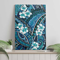 Polynesian Hibiscus Tropical Blue Floral Canvas Wall Art Tribal Pattern LT01 - Polynesian Pride