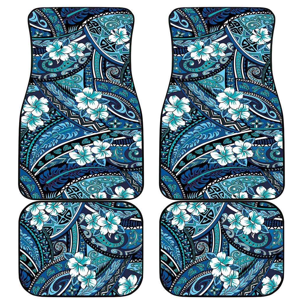 Polynesian Hibiscus Tropical Blue Floral Car Mats Tribal Pattern LT01 - Polynesian Pride