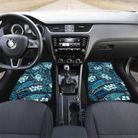 Polynesian Hibiscus Tropical Blue Floral Car Mats Tribal Pattern LT01 Set 2pcs - Front Blue - Polynesian Pride