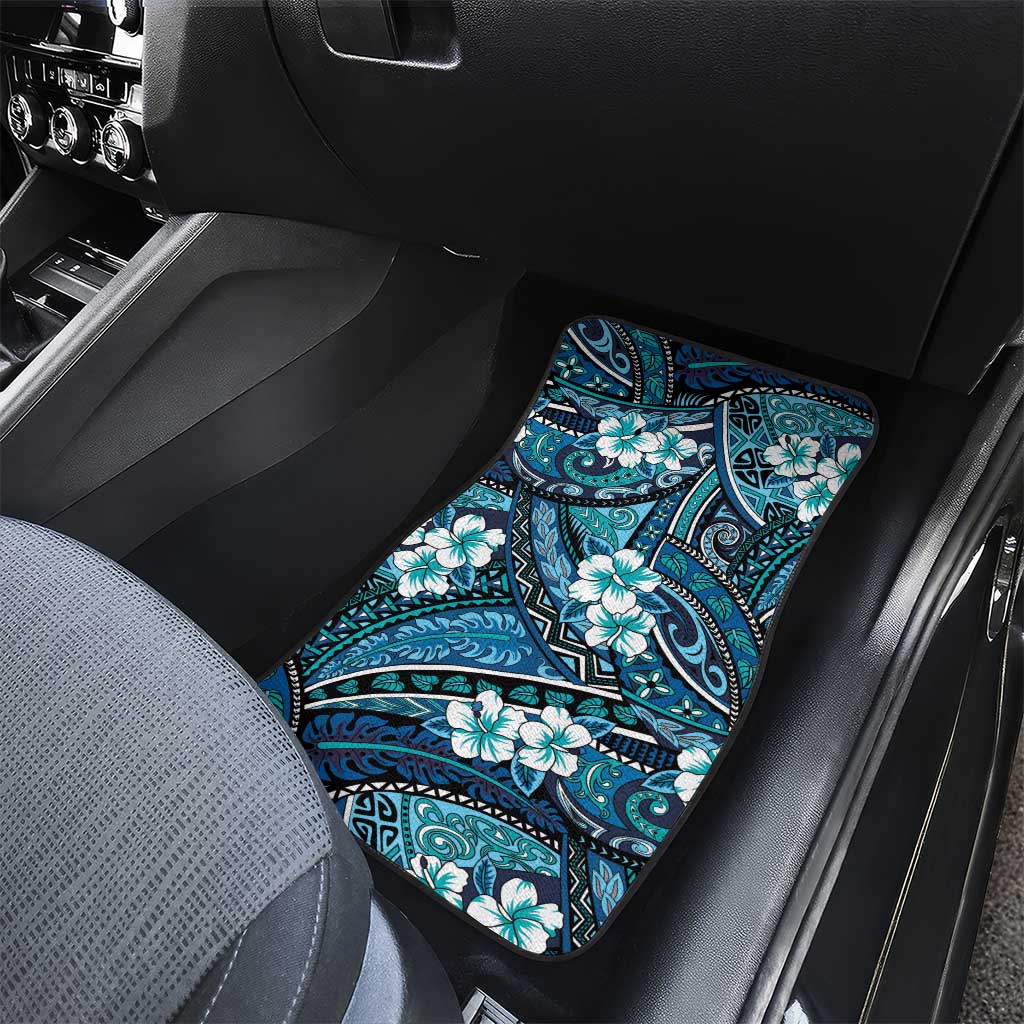 Polynesian Hibiscus Tropical Blue Floral Car Mats Tribal Pattern LT01 - Polynesian Pride
