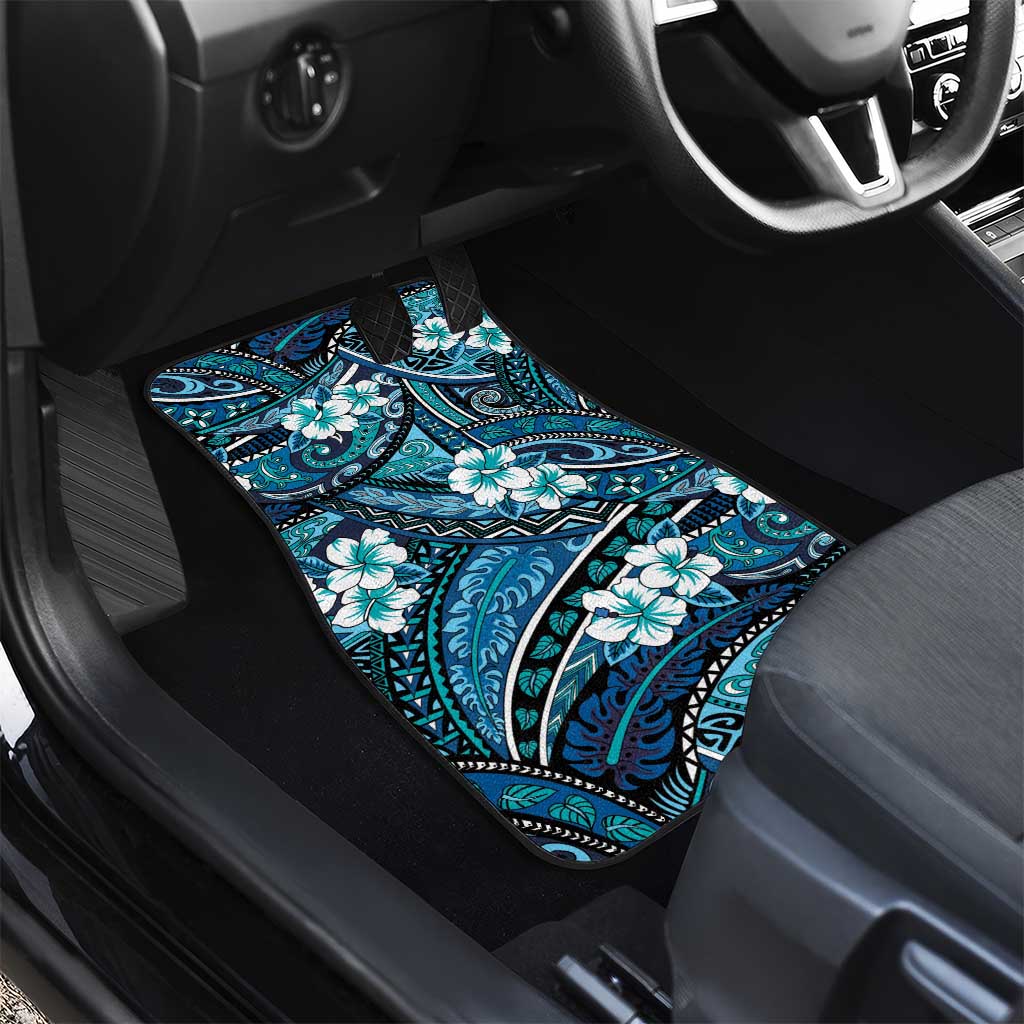 Polynesian Hibiscus Tropical Blue Floral Car Mats Tribal Pattern LT01 - Polynesian Pride