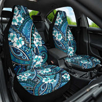 Polynesian Hibiscus Tropical Blue Floral Car Seat Cover Tribal Pattern - Polynesian Pride