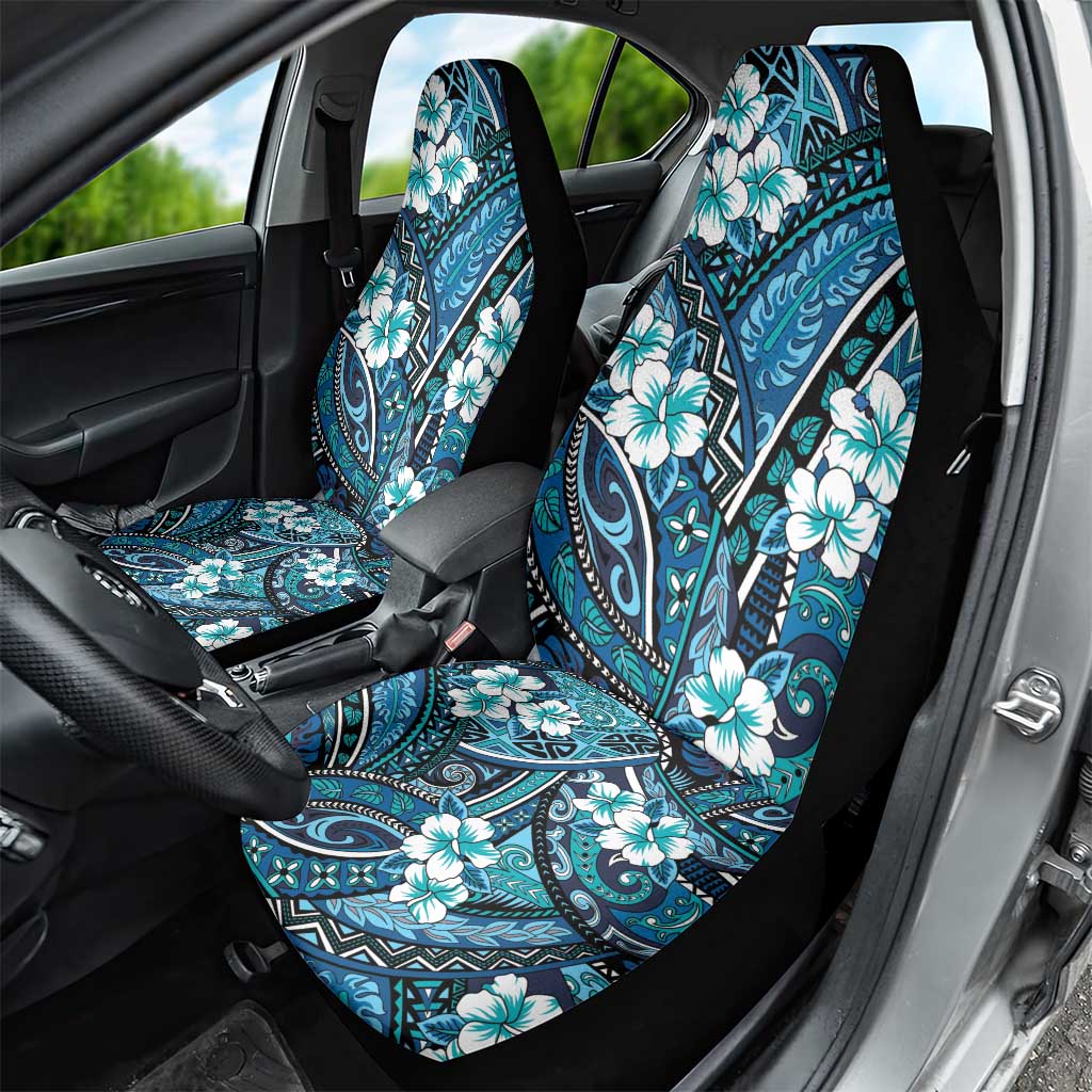 Polynesian Hibiscus Tropical Blue Floral Car Seat Cover Tribal Pattern - Polynesian Pride