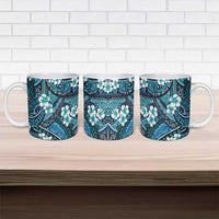 Polynesian Hibiscus Tropical Blue Floral Ceramic Mug Tribal Pattern LT01 - Polynesian Pride