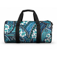Polynesian Hibiscus Tropical Blue Floral Duffle Bag Tribal Pattern LT01 One size Blue - Polynesian Pride