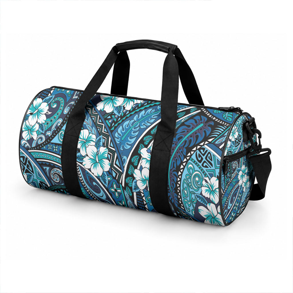 Polynesian Hibiscus Tropical Blue Floral Duffle Bag Tribal Pattern LT01 - Polynesian Pride