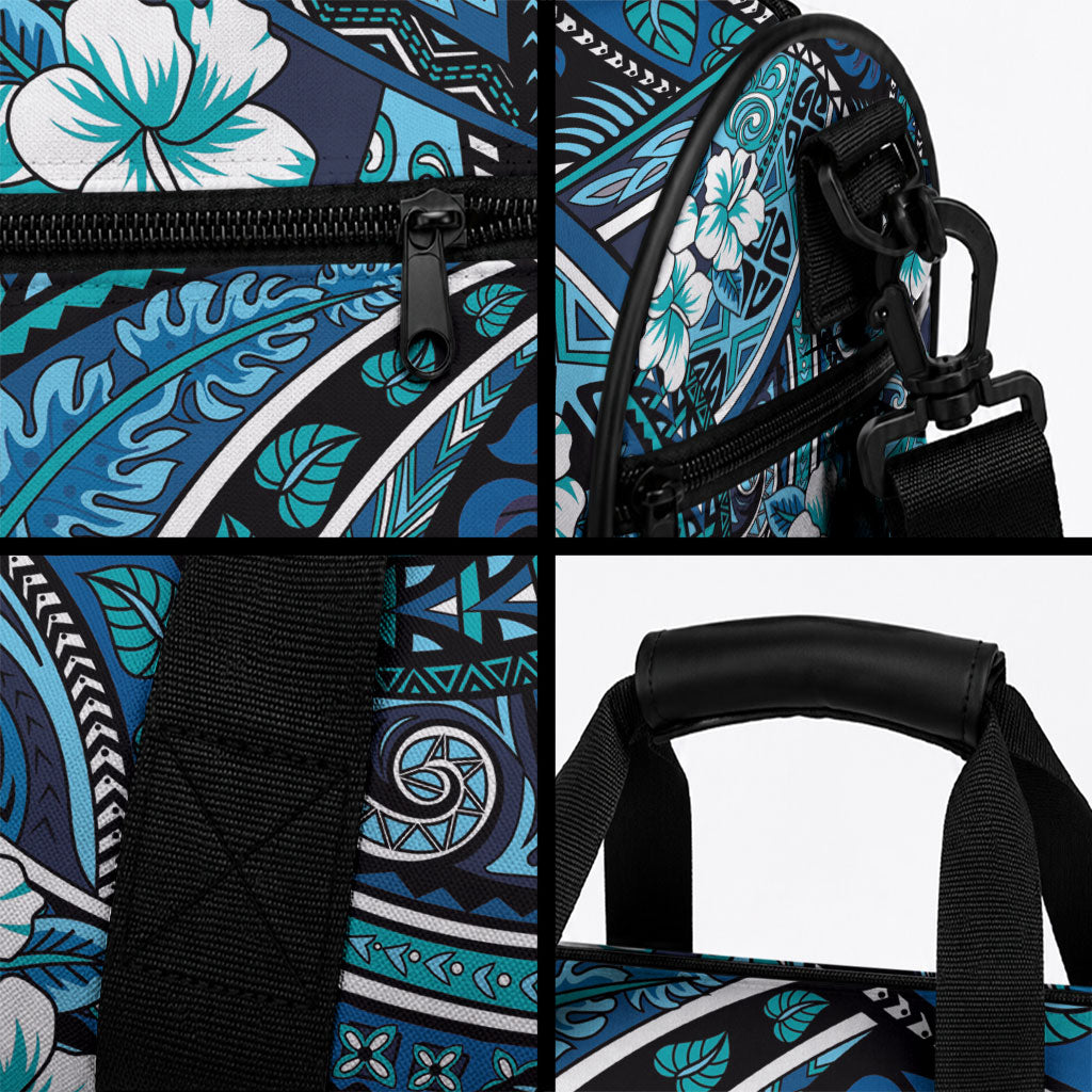 Polynesian Hibiscus Tropical Blue Floral Duffle Bag Tribal Pattern LT01 - Polynesian Pride
