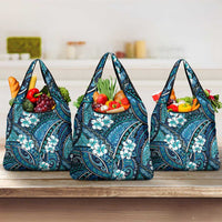 Polynesian Hibiscus Tropical Blue Floral Grocery Bag Tribal Pattern LT01 3-pack One Size Blue - Polynesian Pride