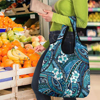 Polynesian Hibiscus Tropical Blue Floral Grocery Bag Tribal Pattern LT01 - Polynesian Pride