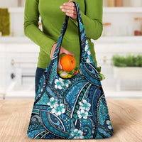 Polynesian Hibiscus Tropical Blue Floral Grocery Bag Tribal Pattern LT01 - Polynesian Pride