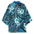 Polynesian Hibiscus Tropical Blue Floral Kimono Tribal Pattern - Polynesian Pride