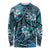 Polynesian Hibiscus Tropical Blue Floral Long Sleeve Shirt Tribal Pattern - Polynesian Pride