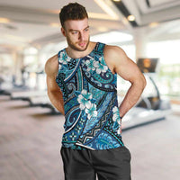 Polynesian Hibiscus Tropical Blue Floral Men Tank Top Tribal Pattern LT01 Blue - Polynesian Pride
