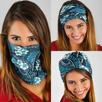 Polynesian Hibiscus Tropical Blue Floral Neck Gaiter Tribal Pattern - Polynesian Pride