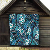 Polynesian Hibiscus Tropical Blue Floral Quilt Tribal Pattern - Polynesian Pride
