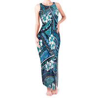 Polynesian Hibiscus Tropical Blue Floral Tank Maxi Dress Tribal Pattern LT01 Women Blue - Polynesian Pride