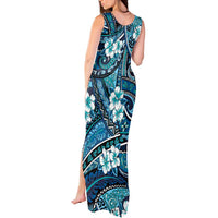 Polynesian Hibiscus Tropical Blue Floral Tank Maxi Dress Tribal Pattern LT01 - Polynesian Pride