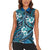 Polynesian Hibiscus Tropical Blue Floral Women Sleeveless Polo Shirt Tribal Pattern - Polynesian Pride