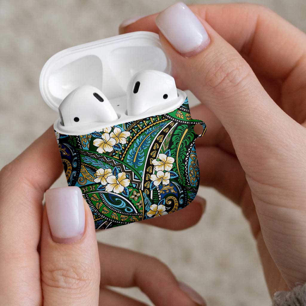 Polynesian Hibiscus Tropical Green Floral AirPods Case Tribal Pattern LT01 - Polynesian Pride
