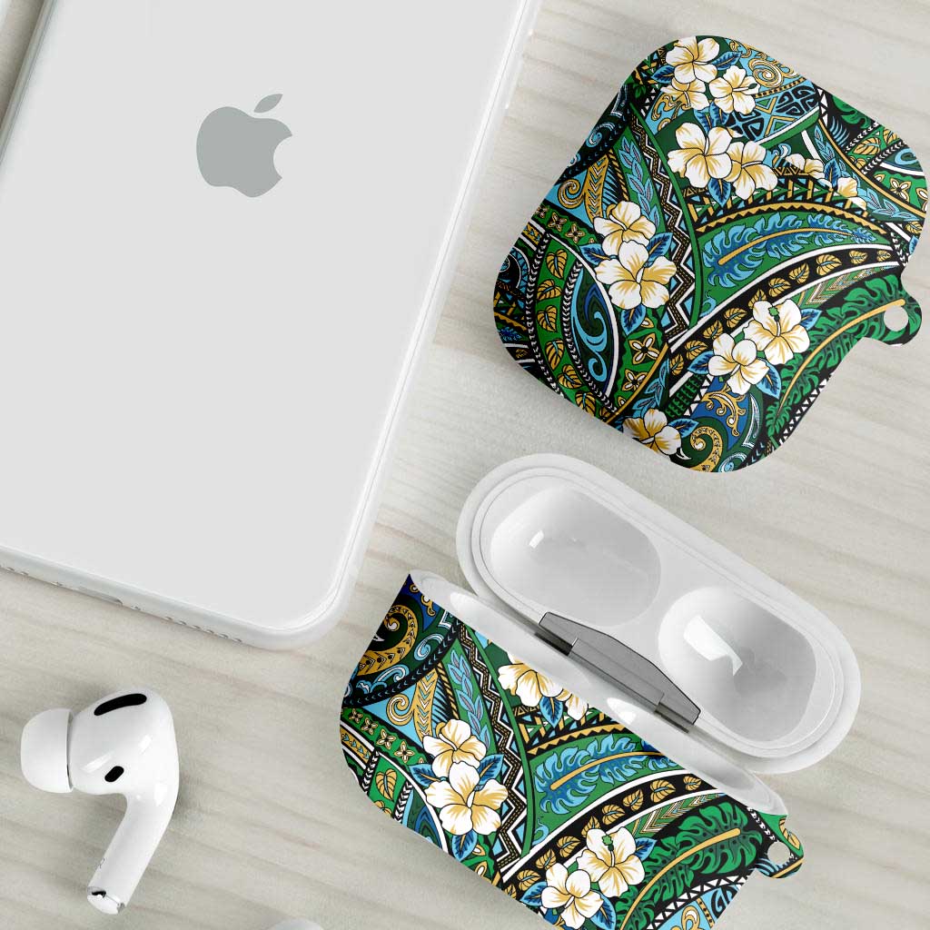 Polynesian Hibiscus Tropical Green Floral AirPods Case Tribal Pattern LT01 - Polynesian Pride