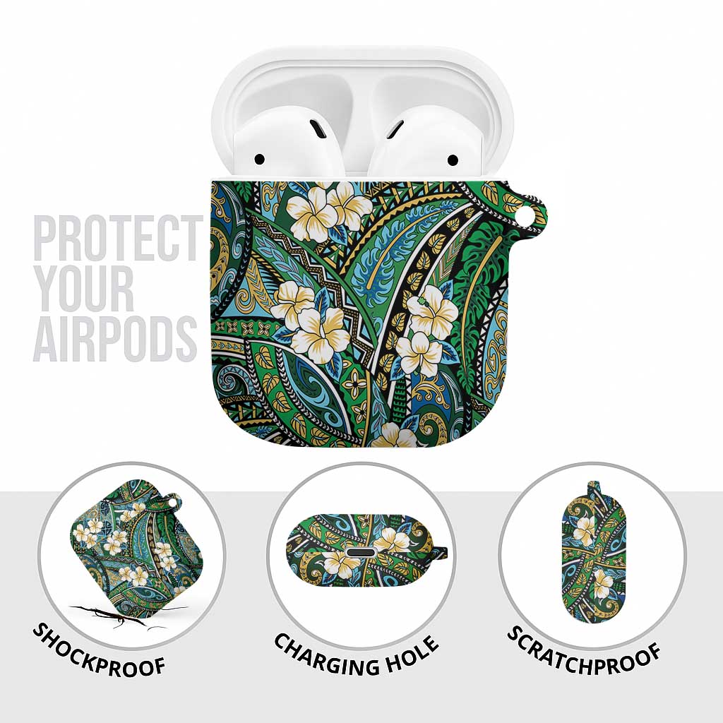 Polynesian Hibiscus Tropical Green Floral AirPods Case Tribal Pattern LT01 - Polynesian Pride