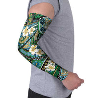 Polynesian Hibiscus Tropical Green Floral Arm Sleeves Tribal Pattern - Polynesian Pride