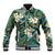 Polynesian Hibiscus Tropical Green Floral Baseball Jacket Tribal Pattern - Polynesian Pride